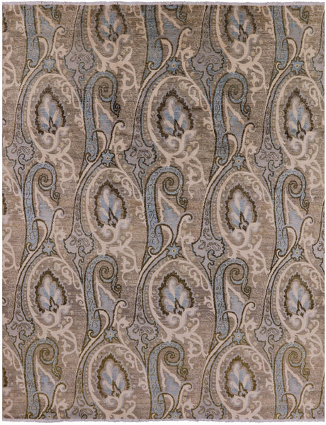 William Morris Handmade Wool Rug - 7' 9" X 10' 0" - Golden Nile