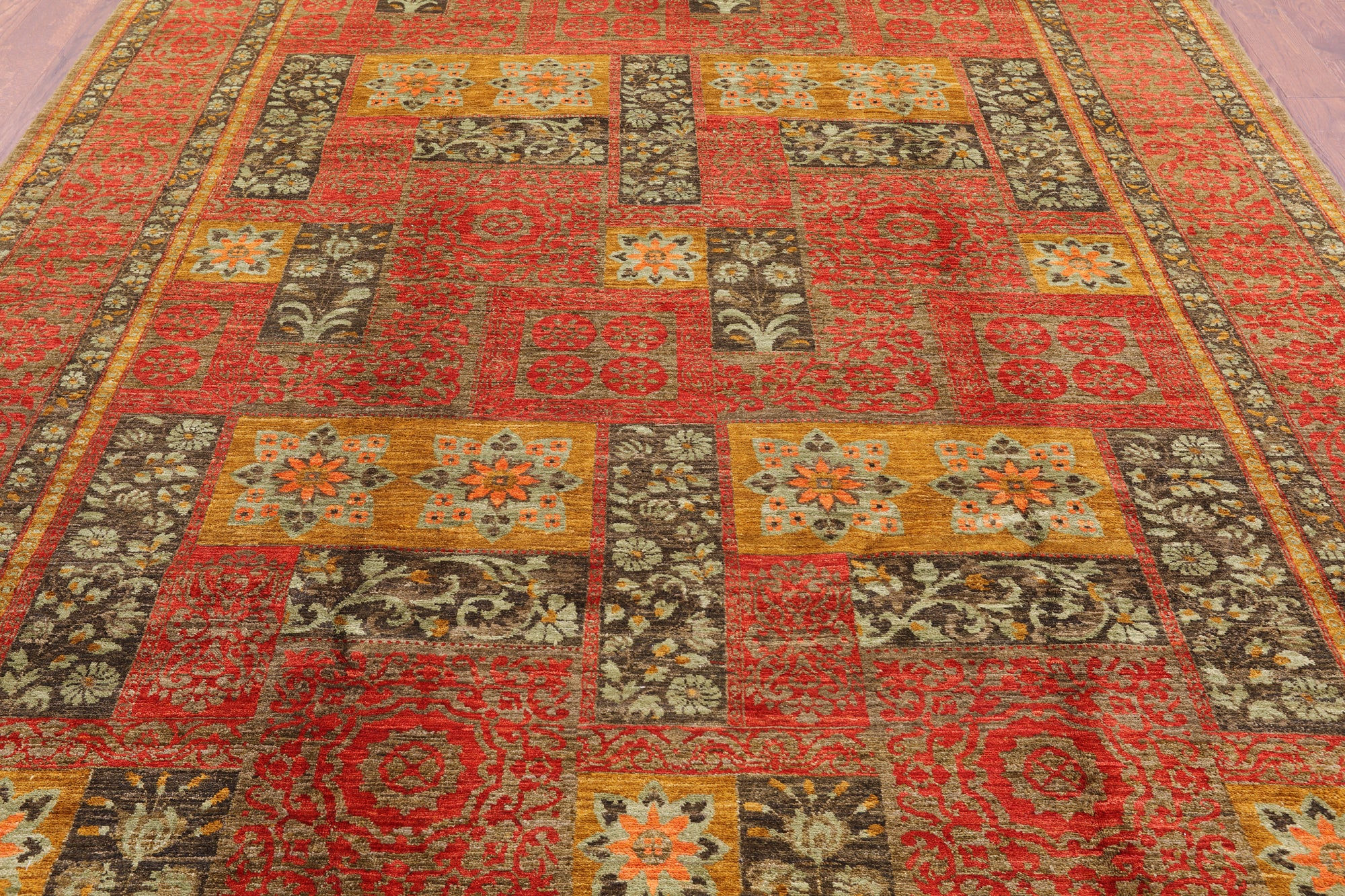 William Morris Handmade Wool Rug - 8' 1" X 10' 4" - Golden Nile