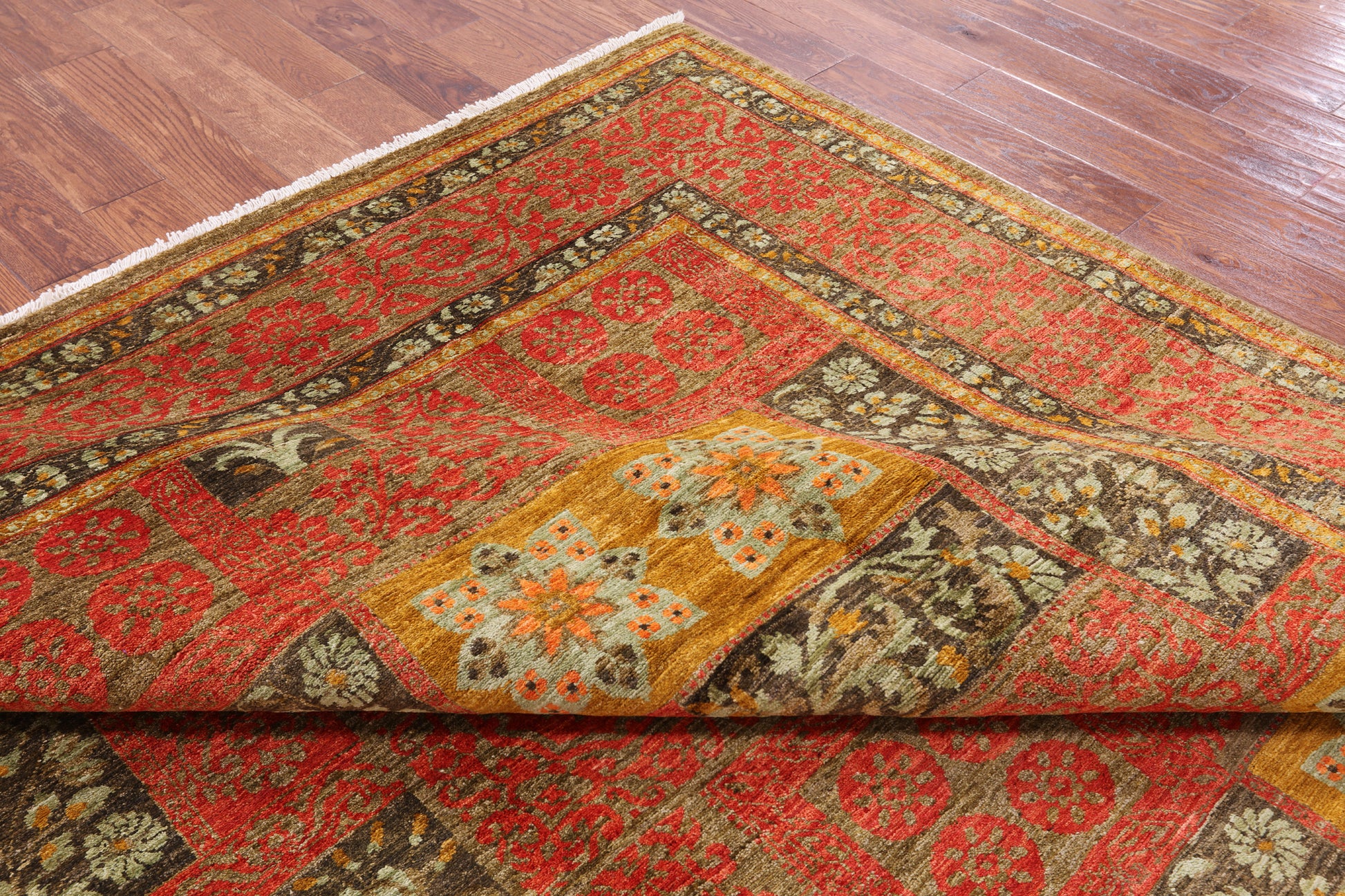William Morris Handmade Wool Rug - 8' 1" X 10' 4" - Golden Nile