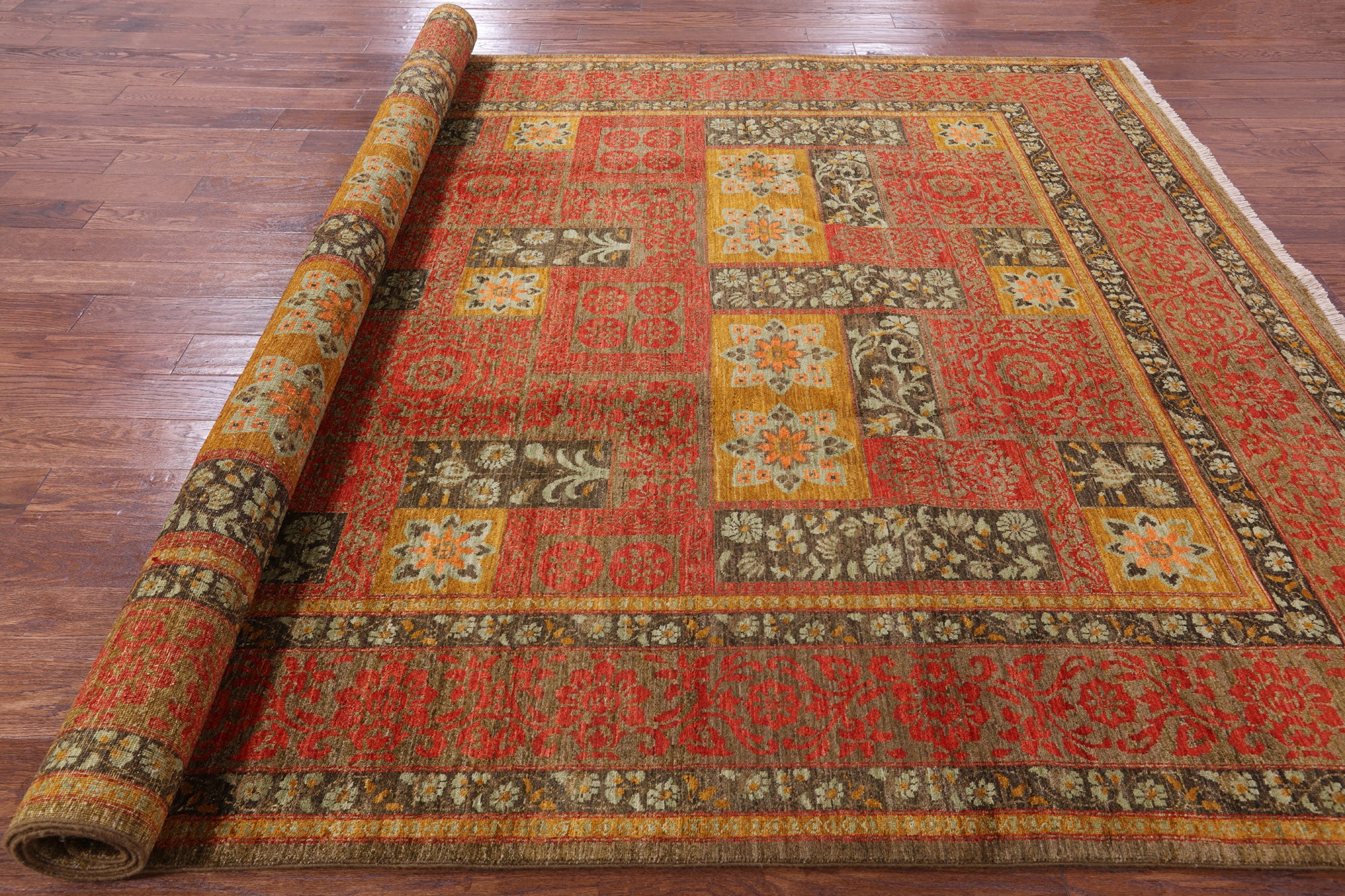 William Morris Handmade Wool Rug - 8' 1" X 10' 4" - Golden Nile