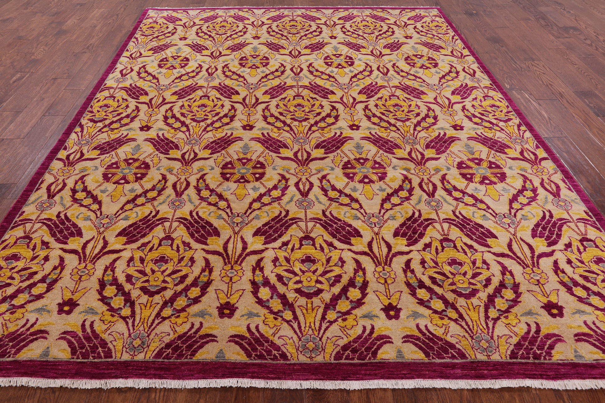 William Morris Handmade Wool Rug - 8' 2" X 10' 1" - Golden Nile