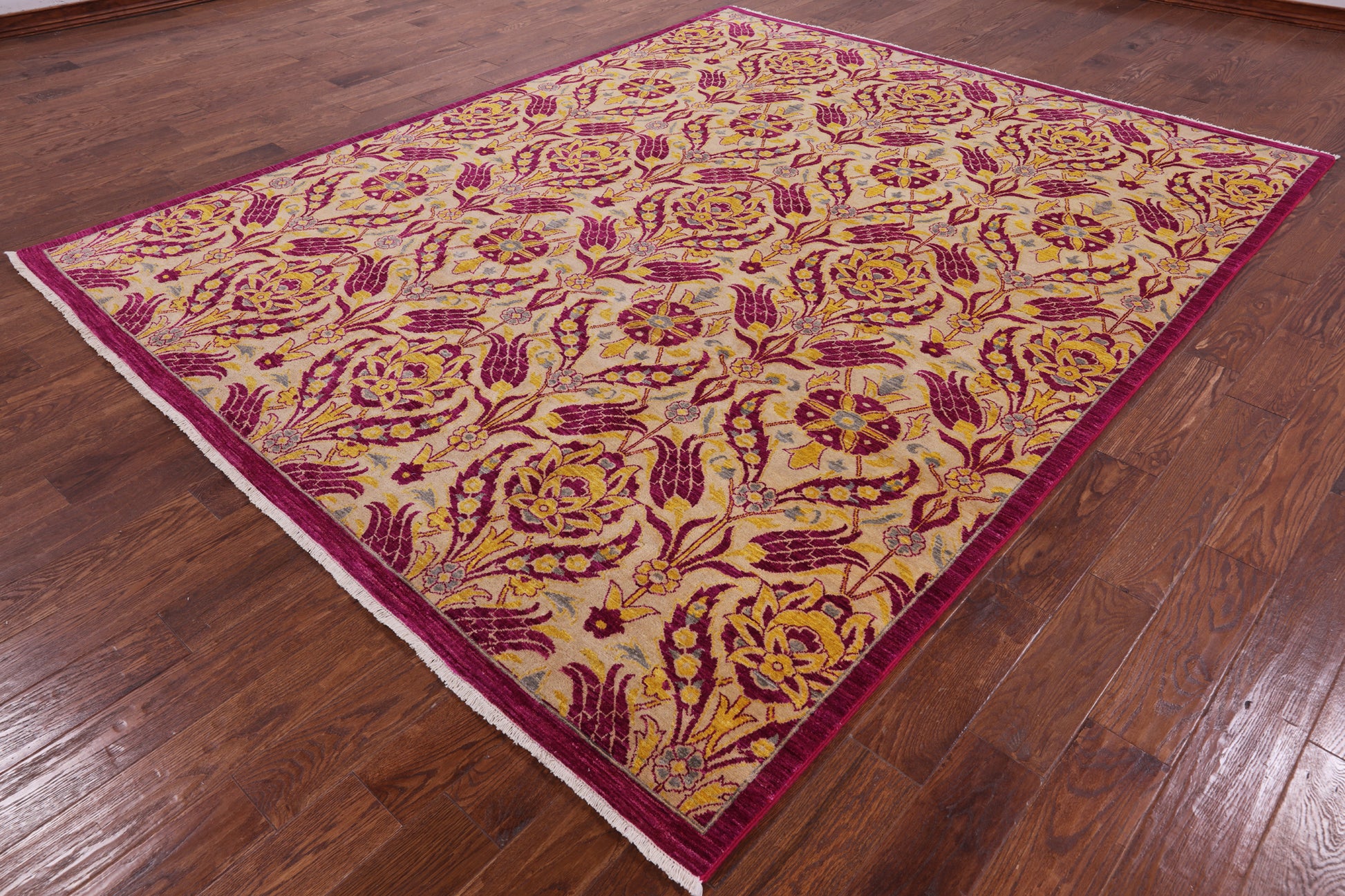 William Morris Handmade Wool Rug - 8' 2" X 10' 1" - Golden Nile
