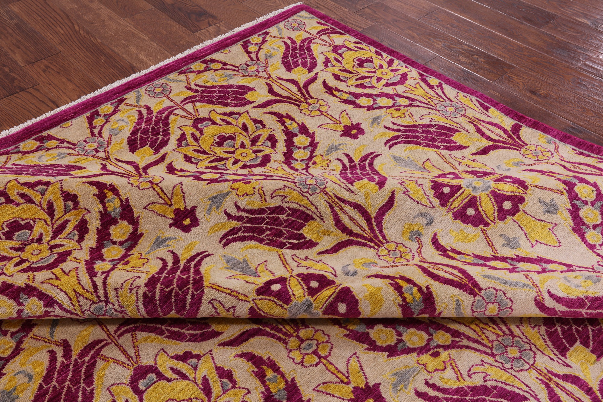 William Morris Handmade Wool Rug - 8' 2" X 10' 1" - Golden Nile