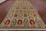William Morris Hand Knotted Wool Area Rug - 7' 11" X 16' - Golden Nile