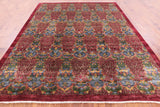 Red William Morris Handmade Wool Rug - 7' 10" X 10' 1" - Golden Nile
