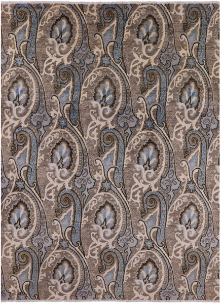 William Morris Hand Knotted Wool Rug - 7' 11" X 10' 7" - Golden Nile