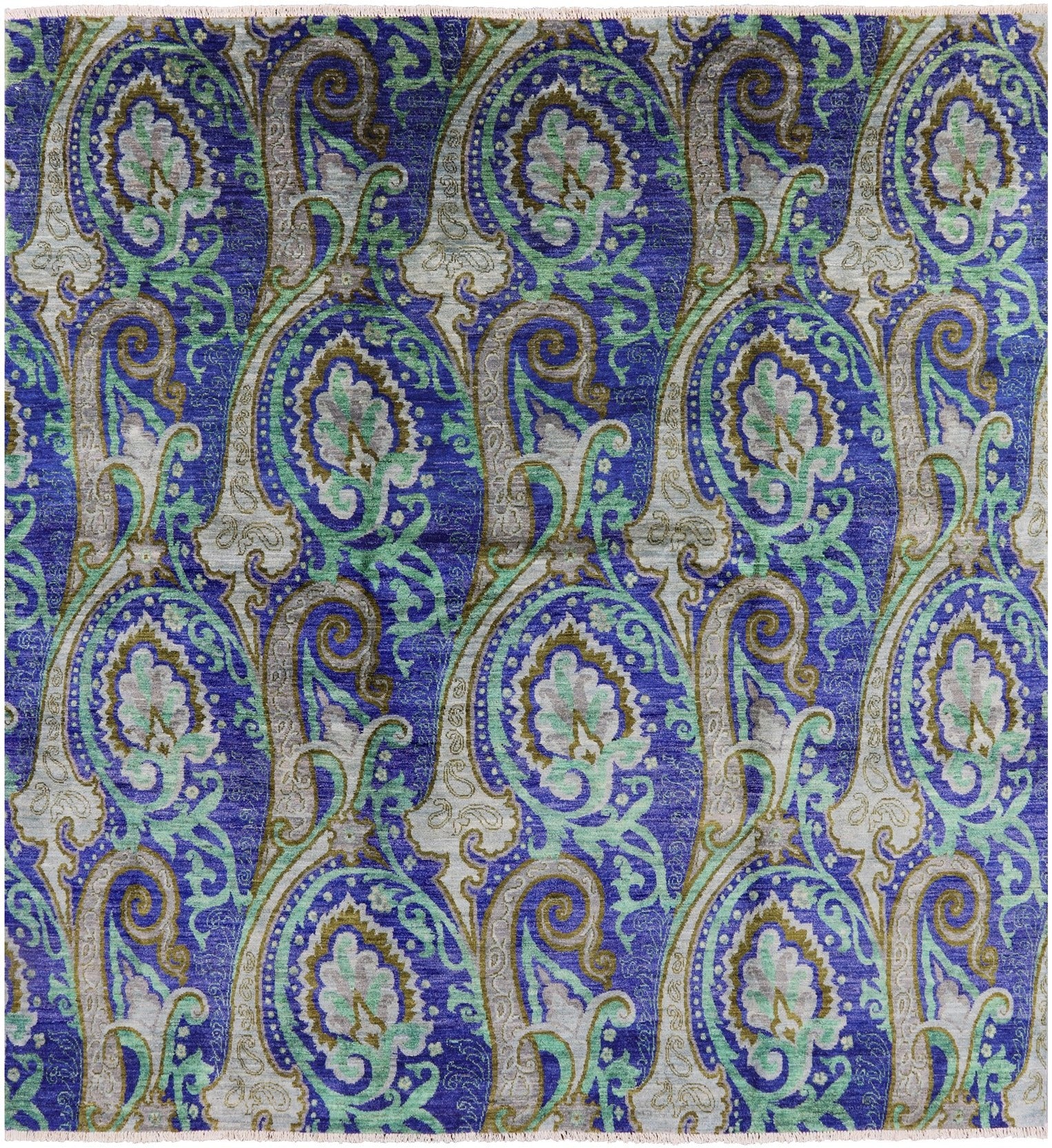 Square William Morris Hand Knotted Wool Rug - 7' 10 X 8' 4 - Golden Nile