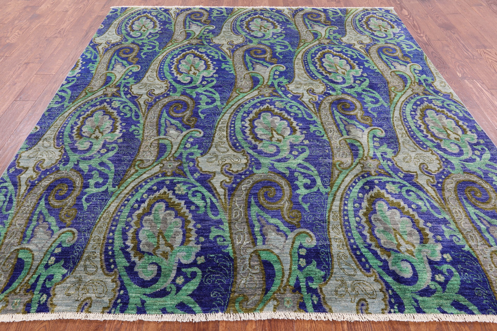 Square William Morris Hand Knotted Wool Rug - 7' 10 X 8' 4 - Golden Nile