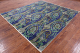 Square William Morris Hand Knotted Wool Rug - 7' 10 X 8' 4 - Golden Nile