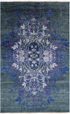 Green William Morris Hand Knotted Wool Rug - 6' 1" X 9' 7" - Golden Nile