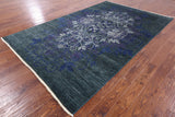 Green William Morris Hand Knotted Wool Rug - 6' 1" X 9' 7" - Golden Nile