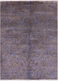 Purple William Morris Handmade Wool Rug - 6' 2" X 8' 2" - Golden Nile
