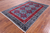Grey William Morris Handmade Wool Rug - 6' 2" X 9' 1" - Golden Nile