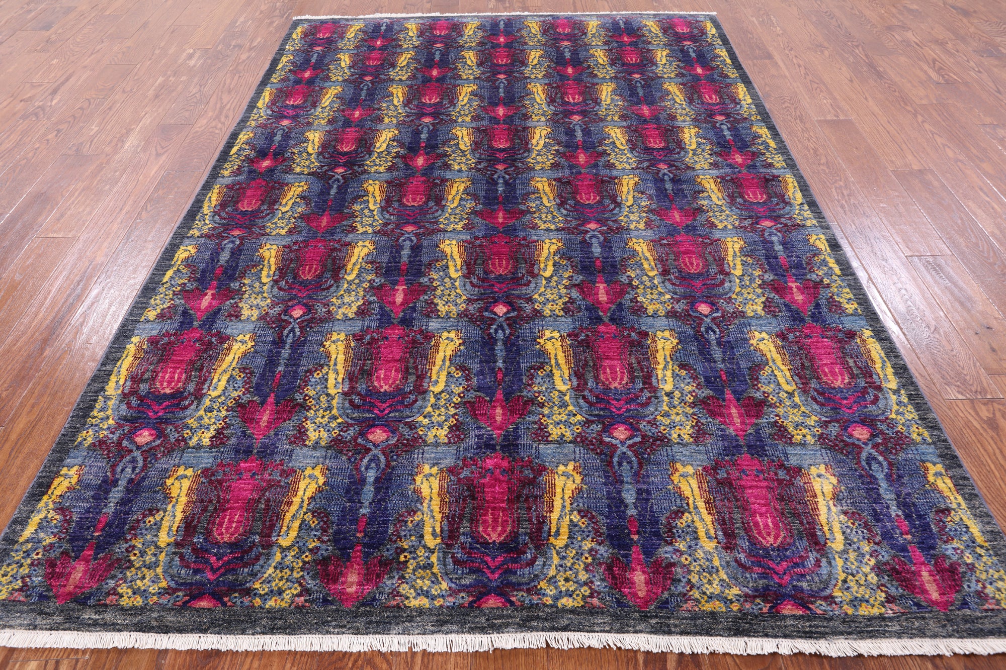 William Morris Hand Knotted Wool Rug - 6' 2" X 8' 10" - Golden Nile
