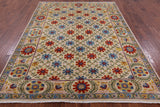 Ivory William Morris Hand Knotted Wool Rug - 6' 3" X 8' 4" - Golden Nile