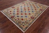 Ivory William Morris Hand Knotted Wool Rug - 6' 3" X 8' 4" - Golden Nile