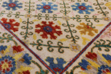 Ivory William Morris Hand Knotted Wool Rug - 6' 3" X 8' 4" - Golden Nile