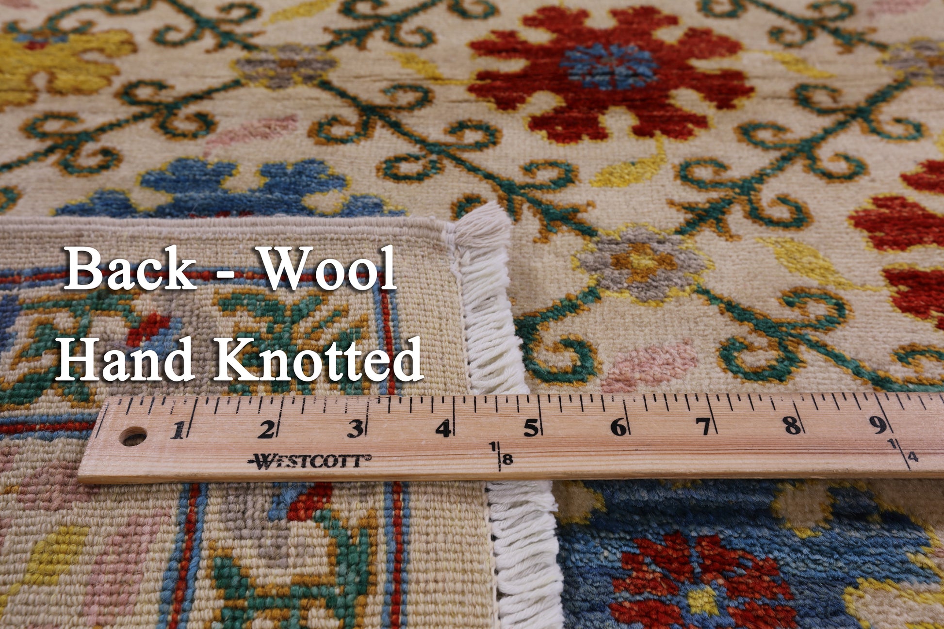 Ivory William Morris Hand Knotted Wool Rug - 6' 3" X 8' 4" - Golden Nile