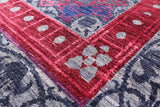 Grey William Morris Handmade Wool Rug - 5' 11" X 8' 9" - Golden Nile