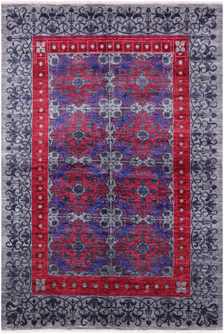 Grey William Morris Handmade Wool Rug - 5' 11