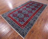 Grey William Morris Hand Knotted Wool Rug - 6' 0" X 11' 2" - Golden Nile