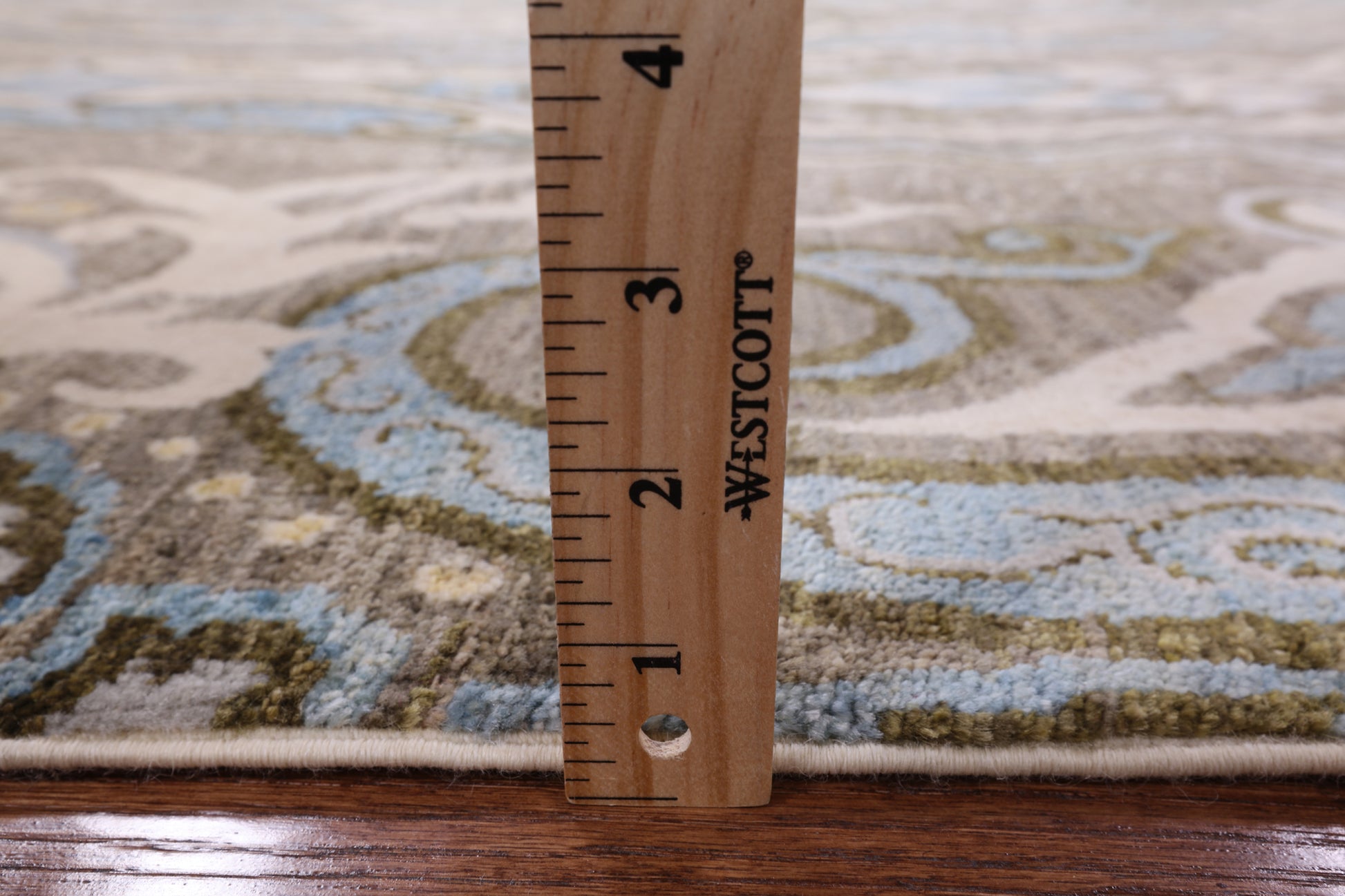 Square William Morris Handmade Wool Rug - 5' 11" X 6' 2" - Golden Nile