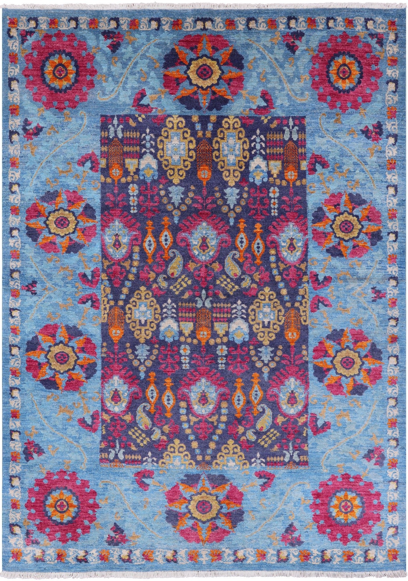 William Morris Hand Knotted Wool Rug - 6' 0" X 8' 3" - Golden Nile