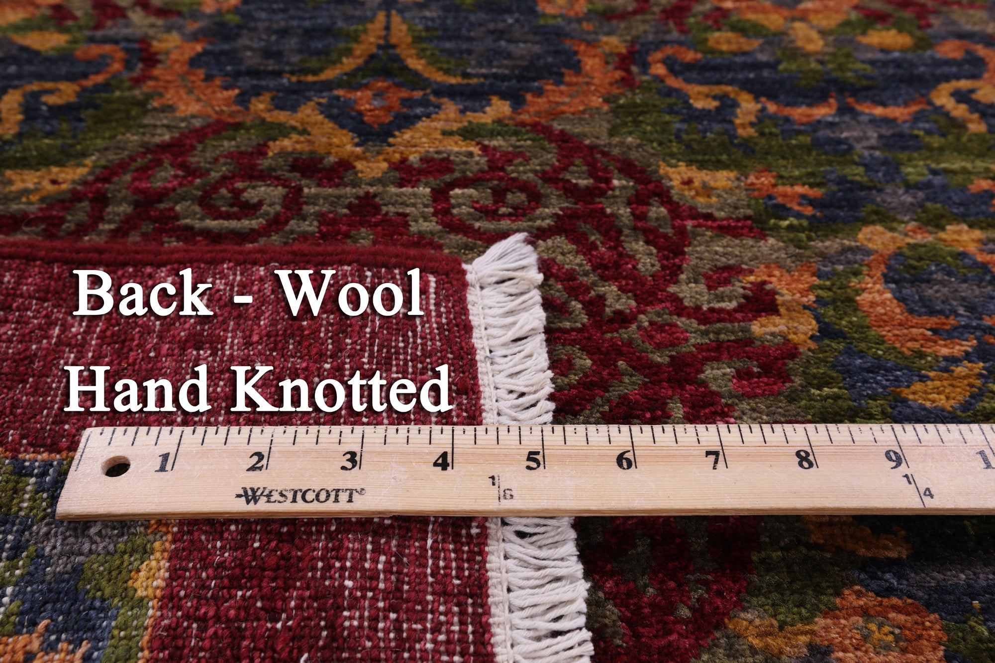 Red Square William Morris Handmade Wool Rug - 6' 1" X 6' 5" - Golden Nile