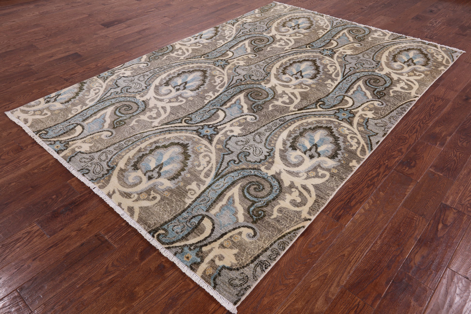 William Morris Hand Knotted Wool Rug - 6' 0" X 9' 0" - Golden Nile