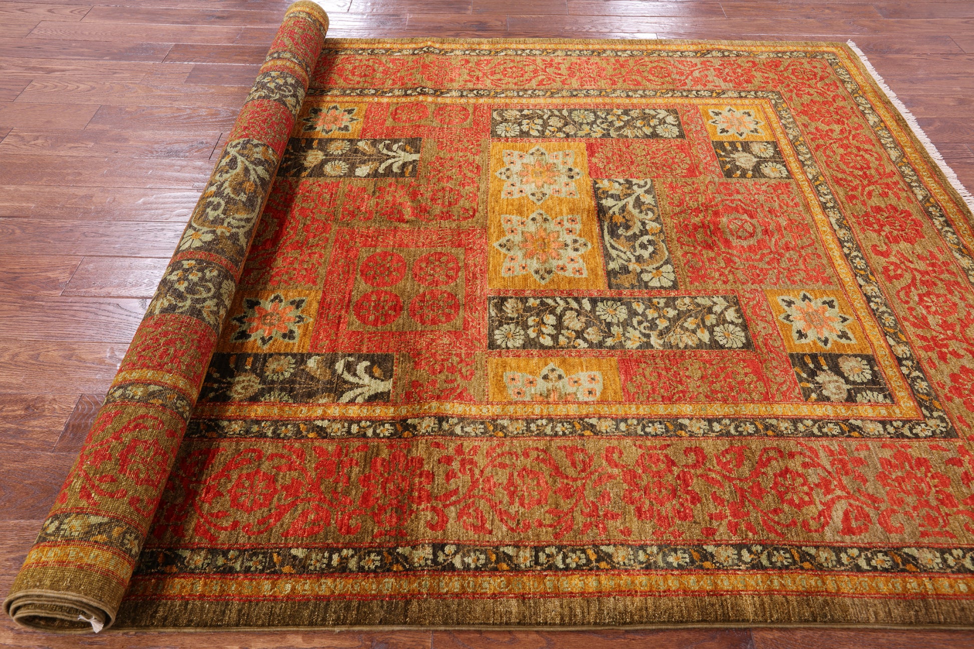William Morris Handmade Wool Rug - 6' 2" X 8' 8" - Golden Nile