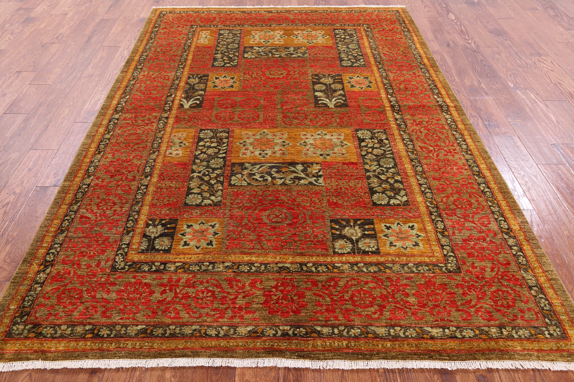 William Morris Handmade Wool Rug - 6' 2" X 8' 8" - Golden Nile