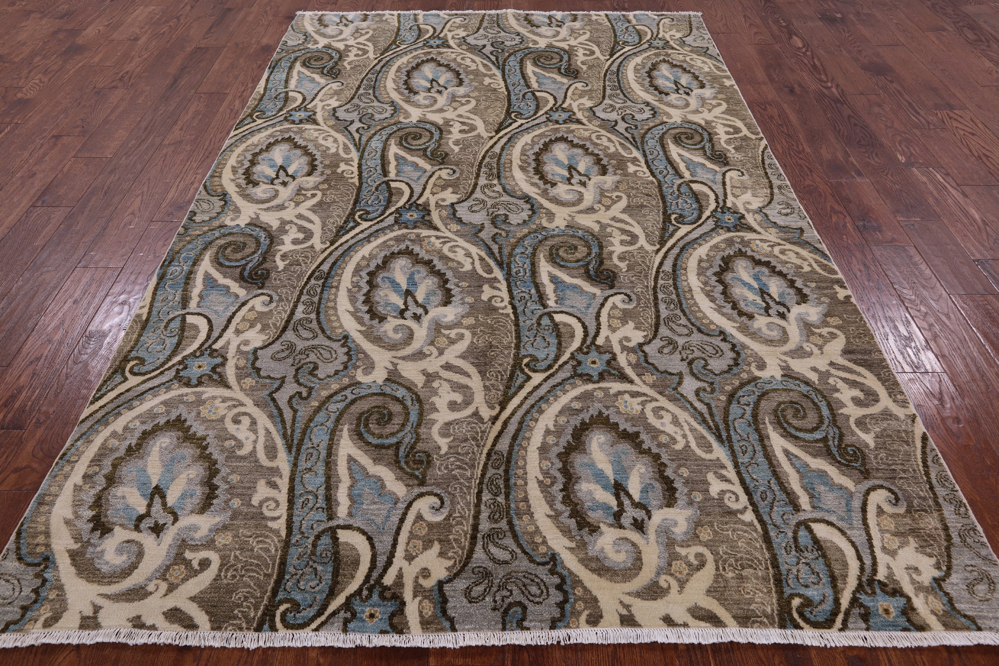 William Morris Handmade Wool Rug - 6' 0" X 9' 3" - Golden Nile