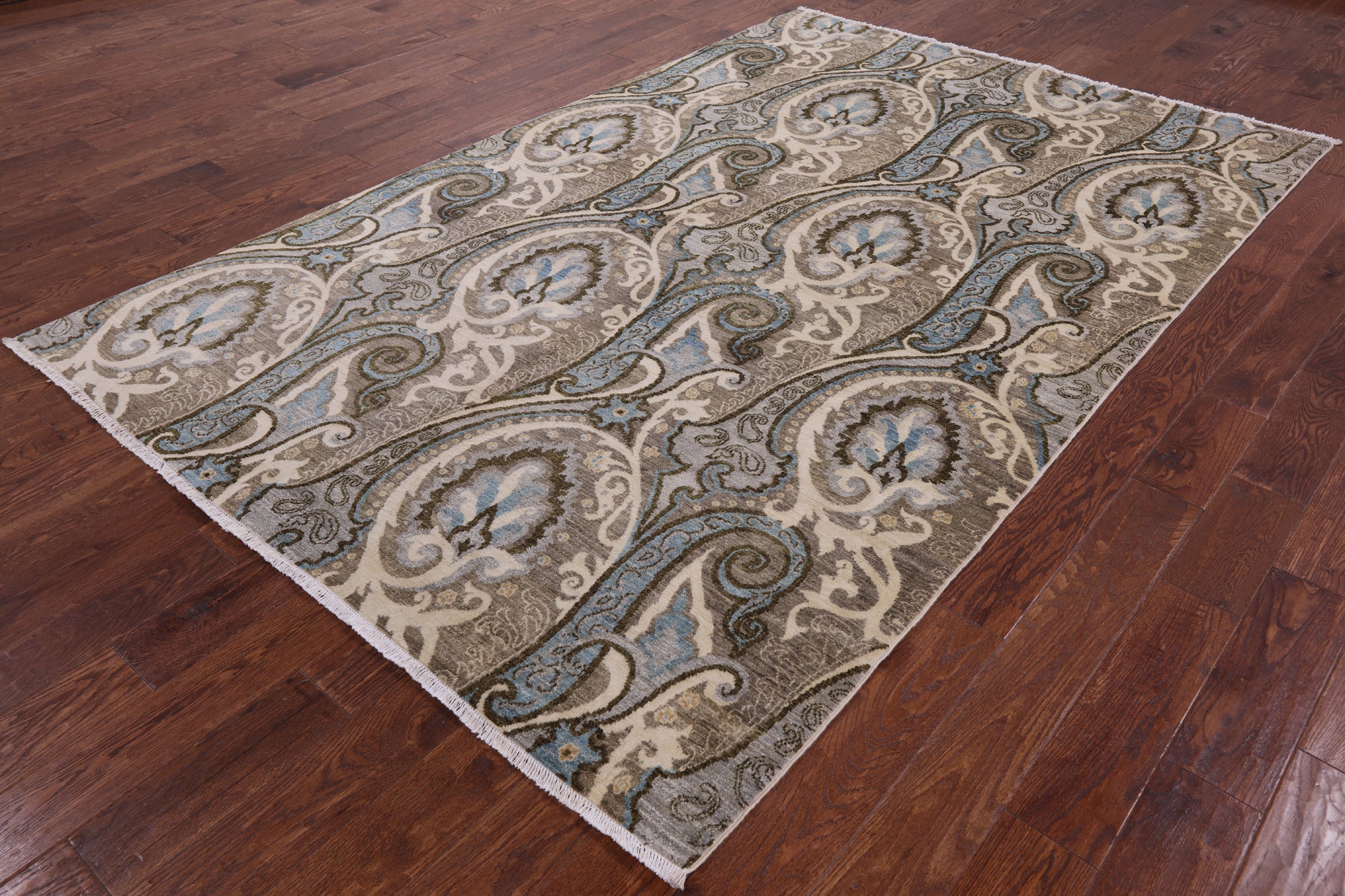 William Morris Handmade Wool Rug - 6' 0" X 9' 3" - Golden Nile
