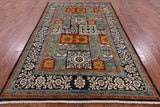 Black William Morris Hand Knotted Wool Area Rug - 6' 0" X 9' 5" - Golden Nile