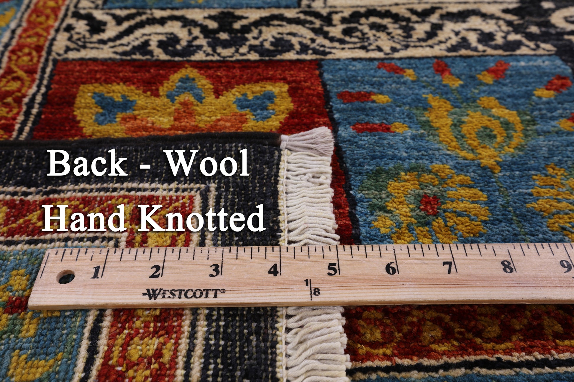Black William Morris Hand Knotted Wool Area Rug - 6' 0" X 9' 5" - Golden Nile