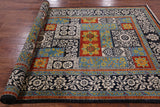 Black William Morris Hand Knotted Wool Area Rug - 6' 0" X 9' 5" - Golden Nile