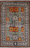Black William Morris Hand Knotted Wool Area Rug - 6' 0" X 9' 5" - Golden Nile
