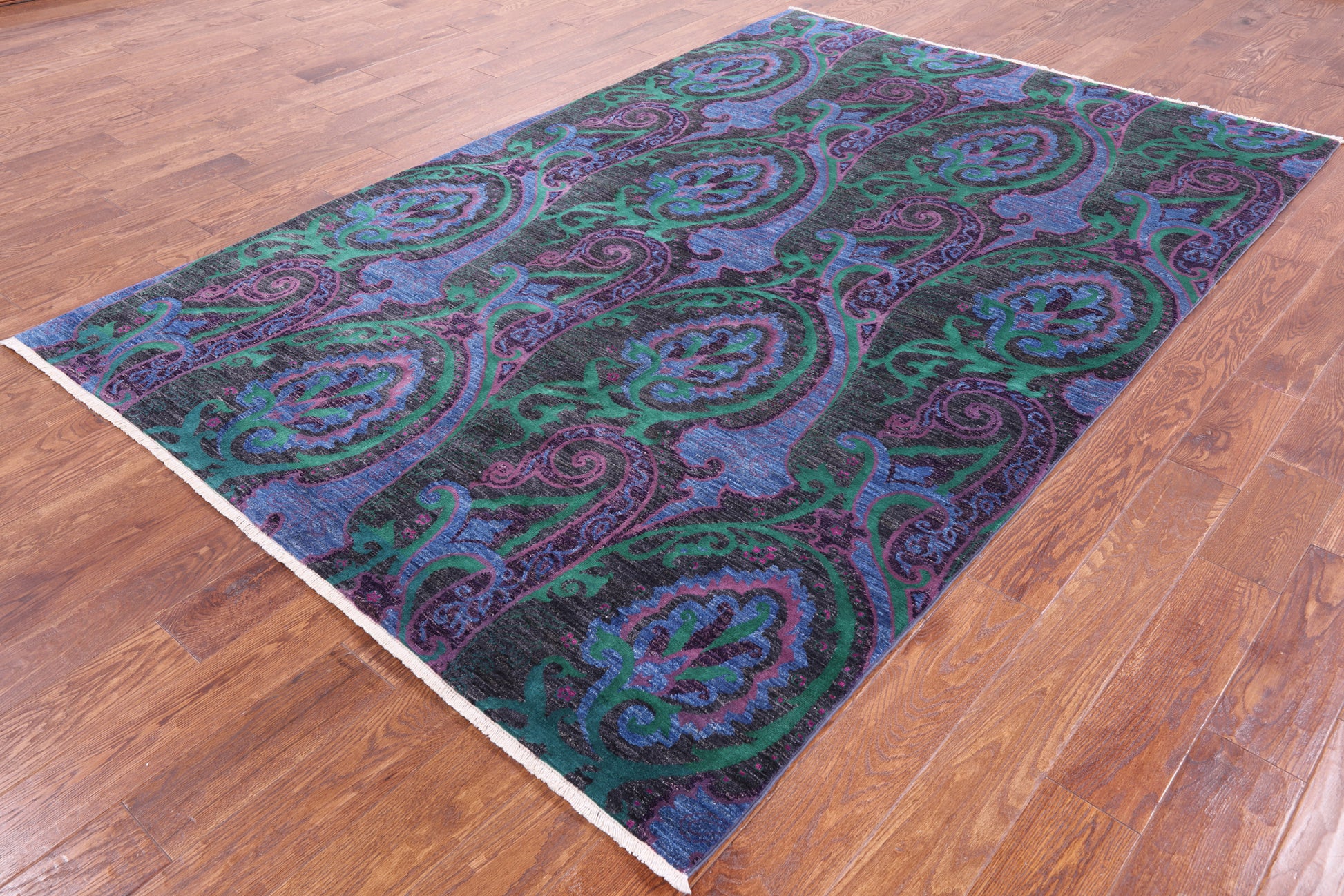William Morris Hand Knotted Wool Rug - 6' 0" X 9' 0'' - Golden Nile