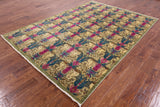 Green William Morris Handmade Wool Area Rug - 6' 0" X 8' 7" - Golden Nile