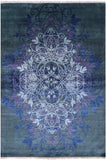 Green William Morris Handmade Wool Rug - 5' 9" X 8' 6" - Golden Nile