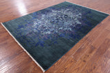 Green William Morris Handmade Wool Rug - 5' 9" X 8' 6" - Golden Nile