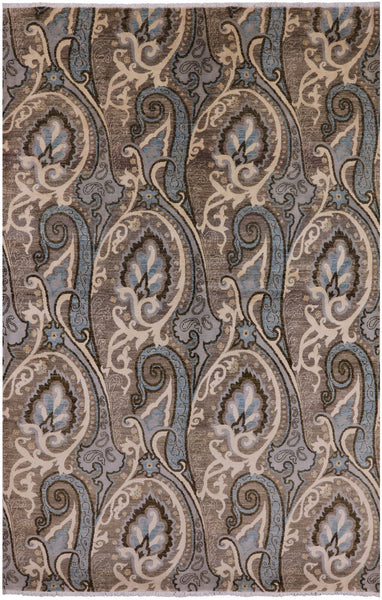 William Morris Hand Knotted Wool Rug - 6' 1" X 9' 4" - Golden Nile