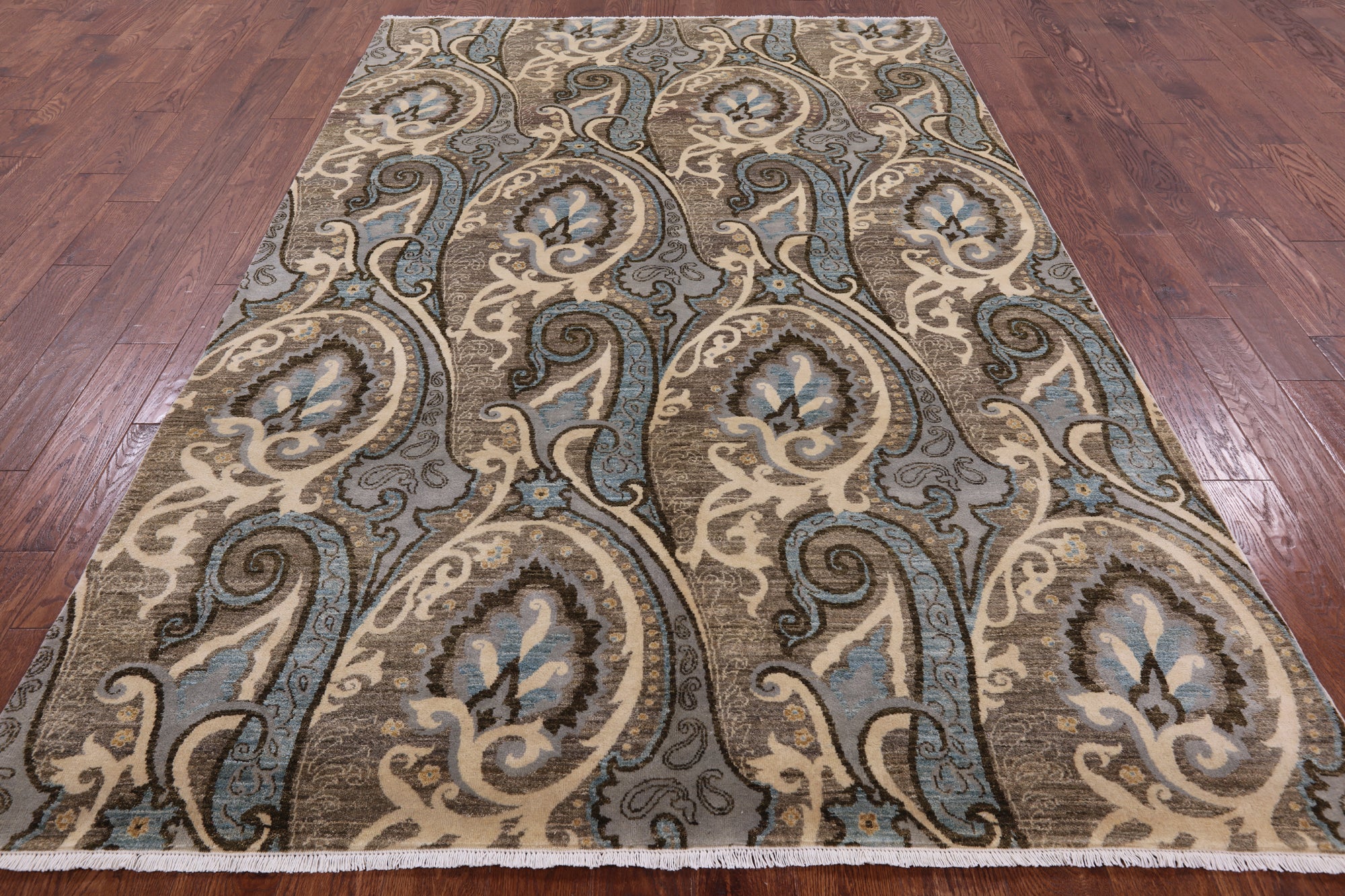 William Morris Hand Knotted Wool Rug - 6' 1" X 9' 4" - Golden Nile