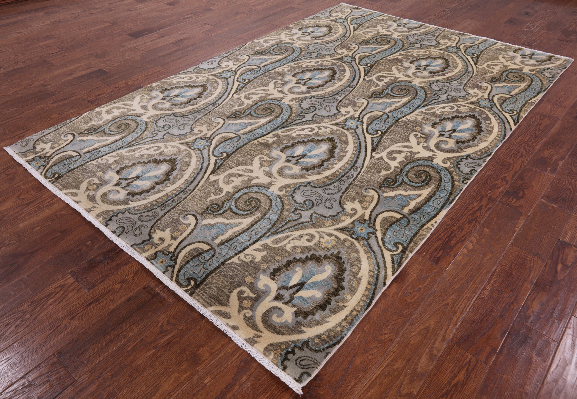 William Morris Hand Knotted Wool Rug - 6' 1" X 9' 4" - Golden Nile