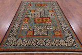 Black William Morris Hand Knotted Wool Area Rug - 6' 2" X 9' 0" - Golden Nile