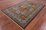 Black William Morris Hand Knotted Wool Area Rug - 6' 2" X 9' 0" - Golden Nile