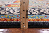 Black William Morris Hand Knotted Wool Area Rug - 6' 2" X 9' 0" - Golden Nile
