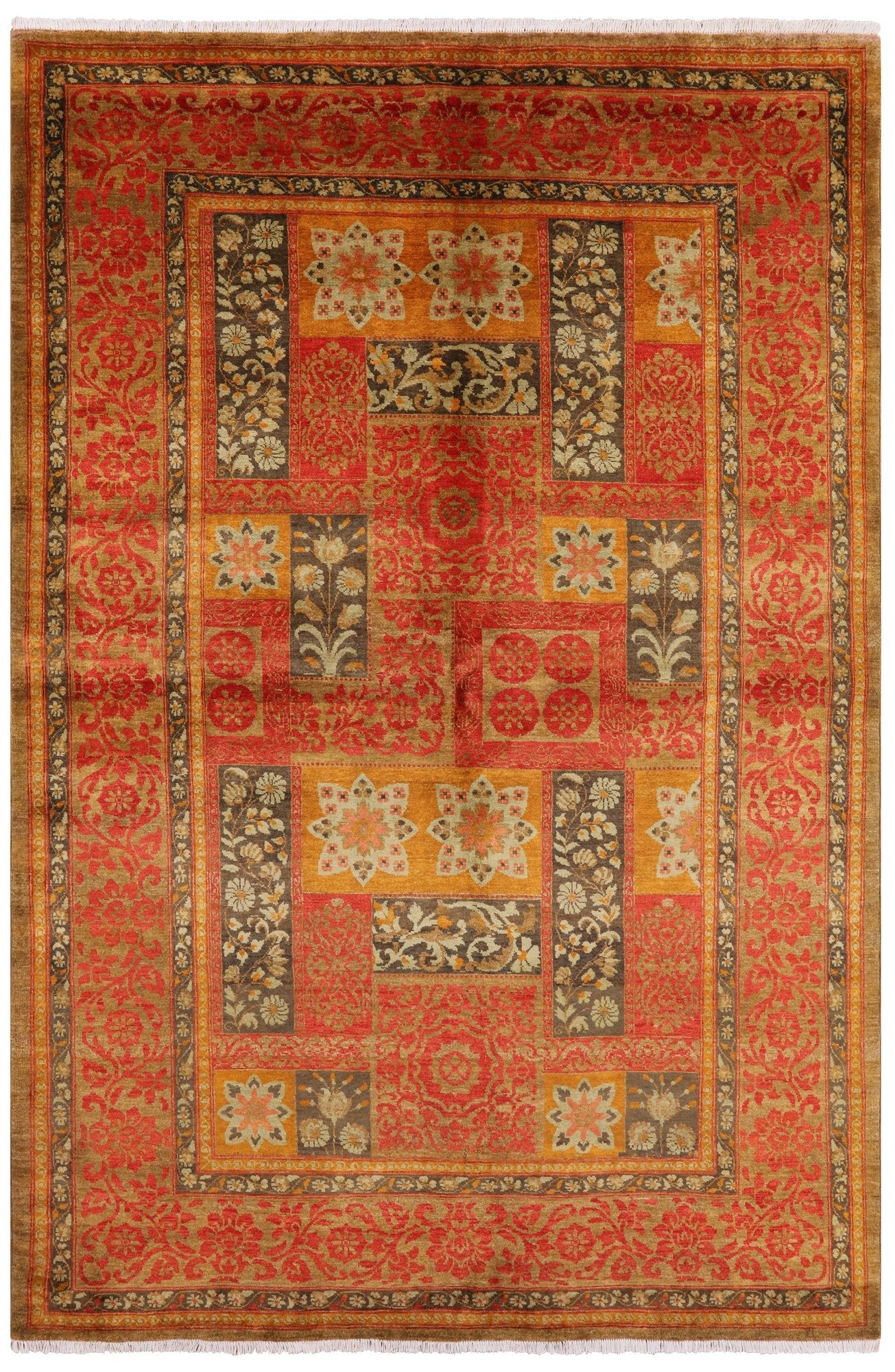 William Morris Hand Knotted Wool Rug - 6' 2" X 9' 1" - Golden Nile