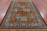 Black William Morris Handmade Wool Area Rug - 6' 1" X 9' 3 - Golden Nile