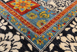 Black William Morris Handmade Wool Area Rug - 6' 1" X 9' 3 - Golden Nile